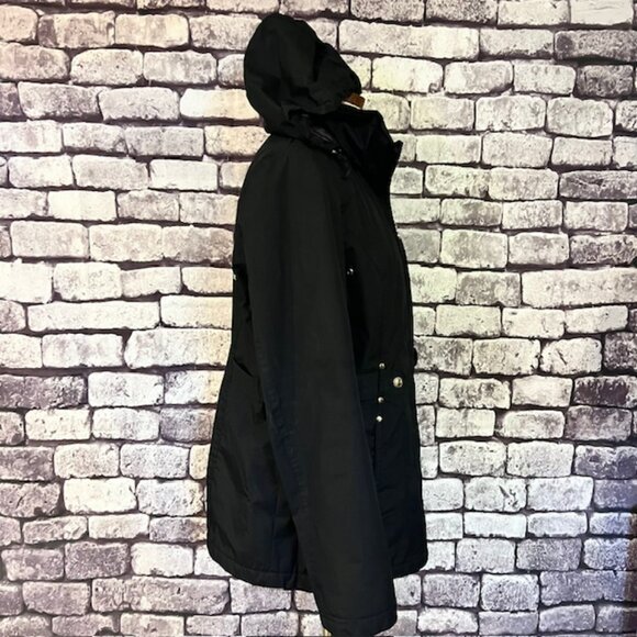 Details Intl Black Long Sleeve Hooded Coat Size L - Picture 8 of 10